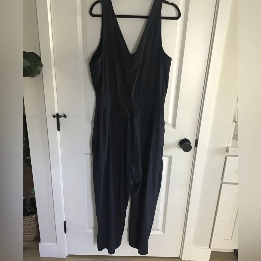 Athleta Jumpsuit Womens Size 1X Dark Purple Loose Fit Adjustable Waist - Image 2