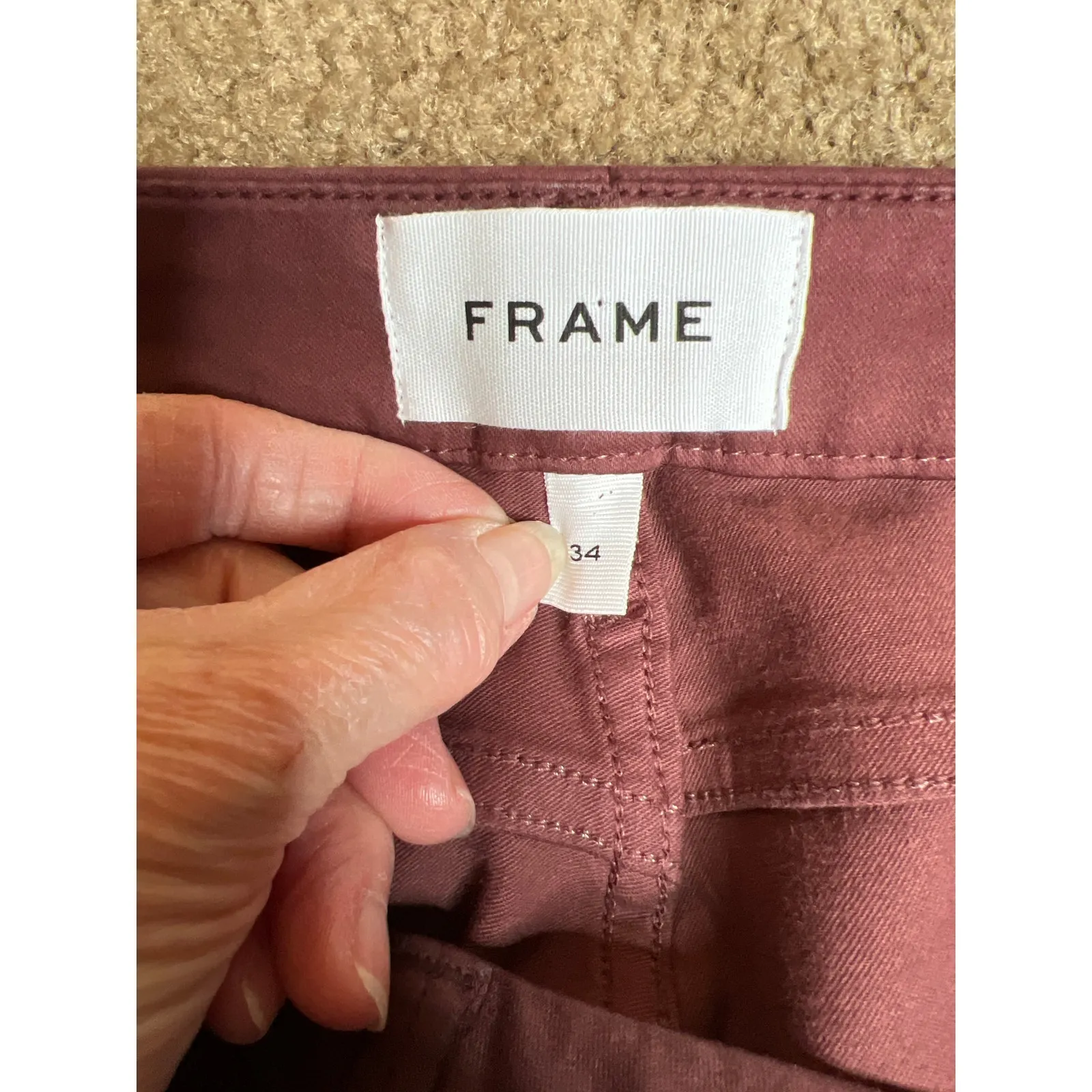 Frame size 34 pants Le Crop Mini Boot zip-fly brown office cocktails dressy - Image 7