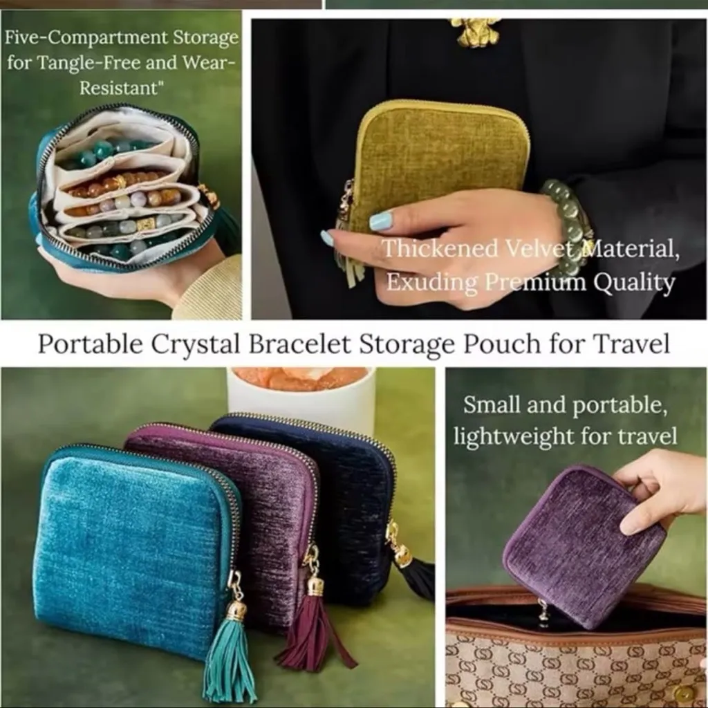 Travel Jewelry Case, Pink Velvet, 5 Separate Compartments ~NEW~ - Image 8