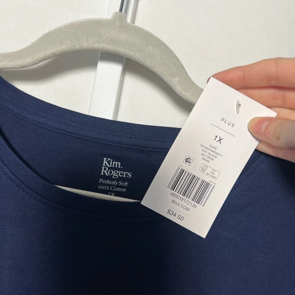 Kim Rogers Navy Blue Cheers Graphic 3/4 Length Sleeve Tee Shirt - Image 5