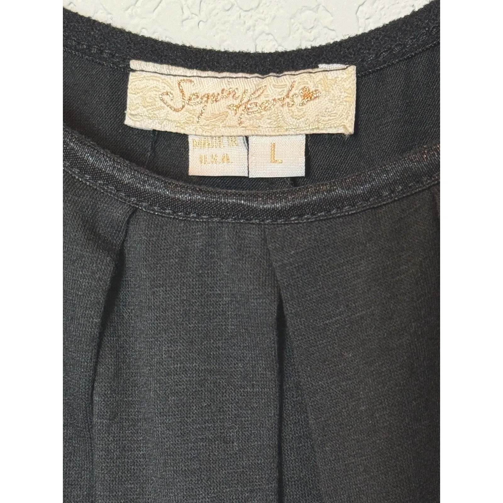 Women’s Black Top Large Silk Flower Rhinestone details USA, Y2K Grunge - Image 4