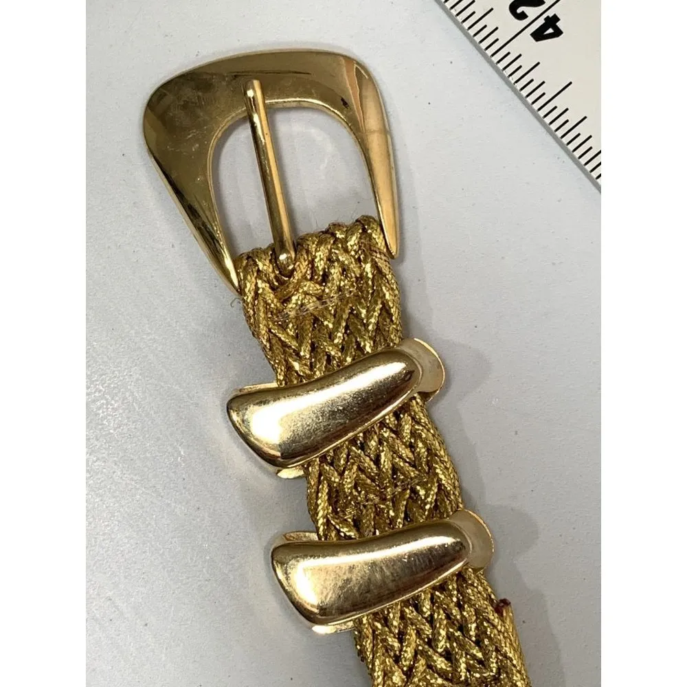 Vintage Statement Belt Womens Gold Tone Braided Metallic Rhinestone 90s Hips - Image 10