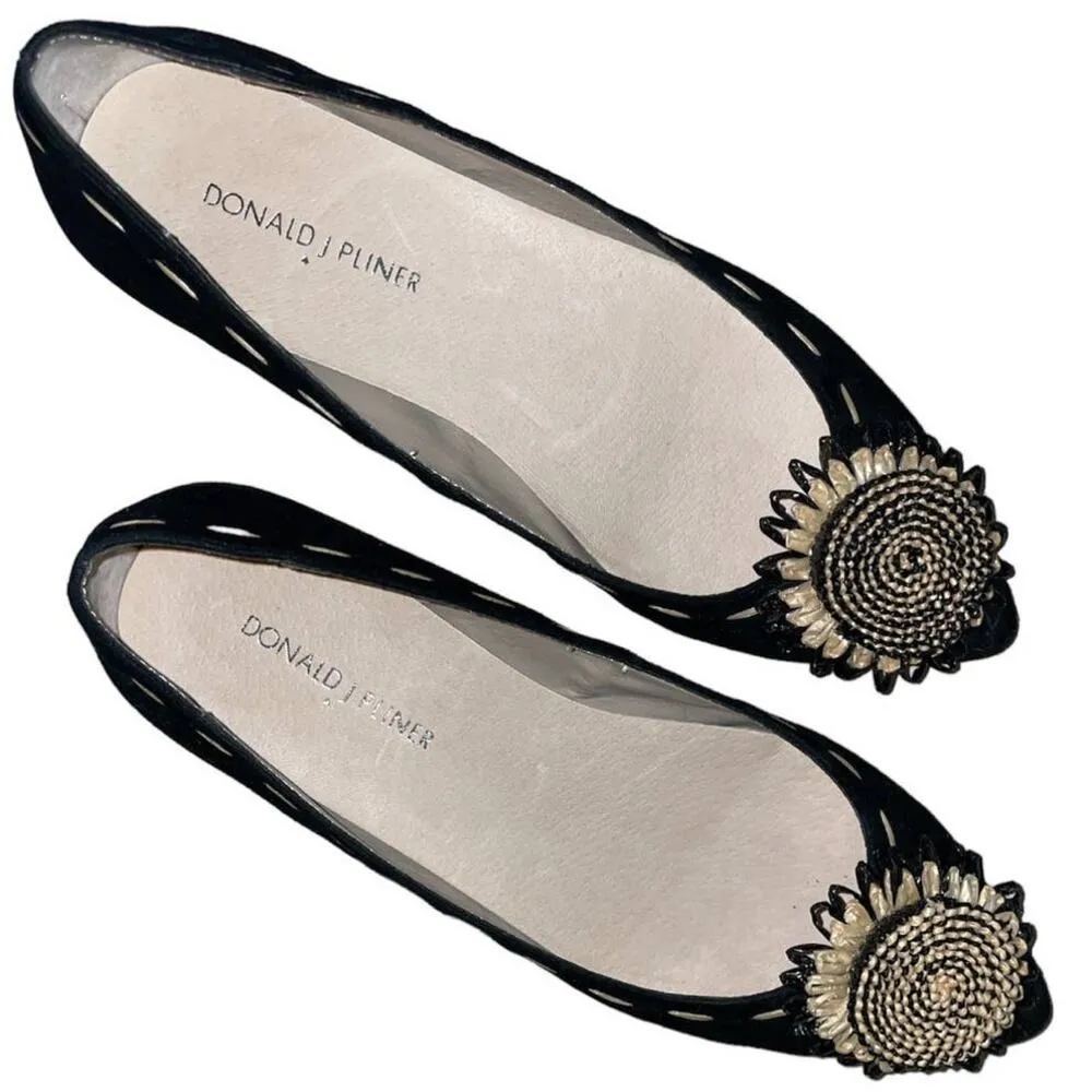 Donald J Pliner Black Bibbi Suede Leather Pointed Toe Flats Size 7 - Image 13