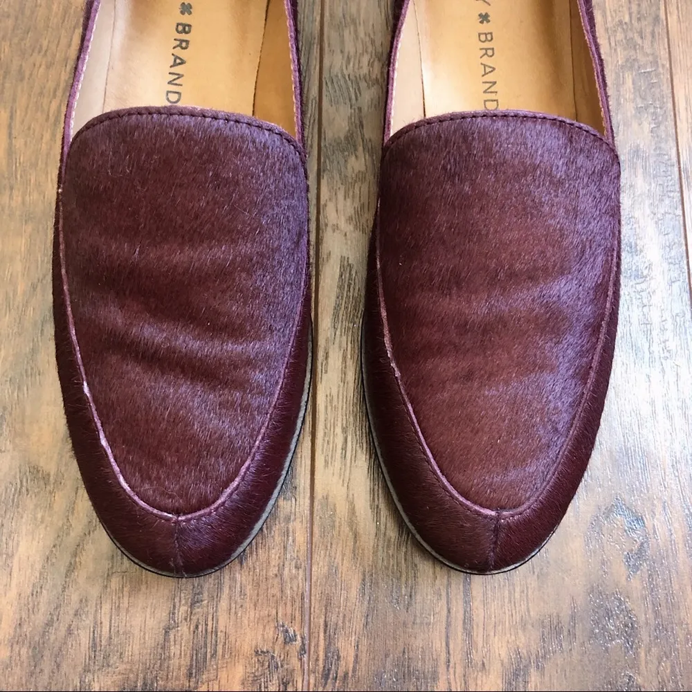 Lucky Brand • Camdyn calf cow hair loafer flat Sugar Red burgundy maroon leather - Image 3