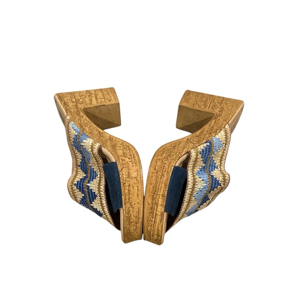 SPRING STEP TRIBECA CHUNKY OPEN TOE BLUE CORK SANDAL LEATHER SUEDE SHOES 41 9.5 - Image 4