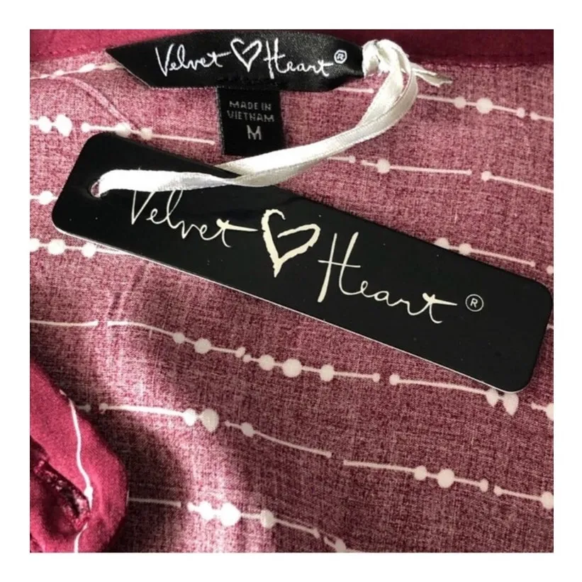 NWT Velvet Heart Mandy Blouse – Boho Ruffle Sleeve | Size M | Burgundy Red - Image 10