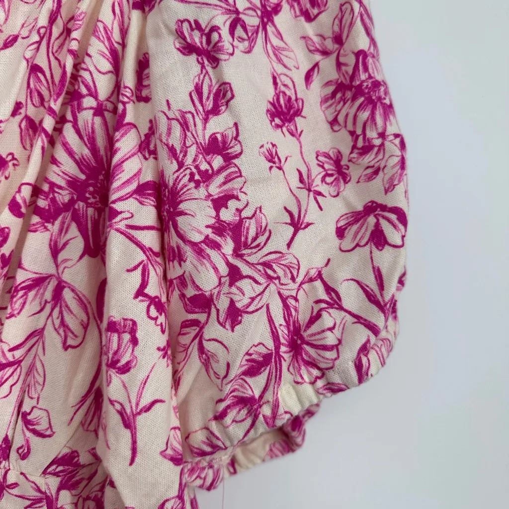 London Times Puff Sleeve Pink Floral Print Midi Dress size 24W Square Neck NWT - Image 8