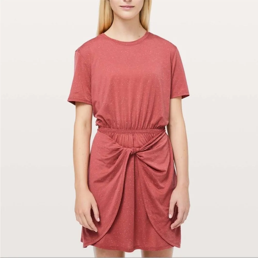 Lululemon Unwind Your Mind T Shirt Dress Women’s 8 NEW Brick Red Speckled - Image 2