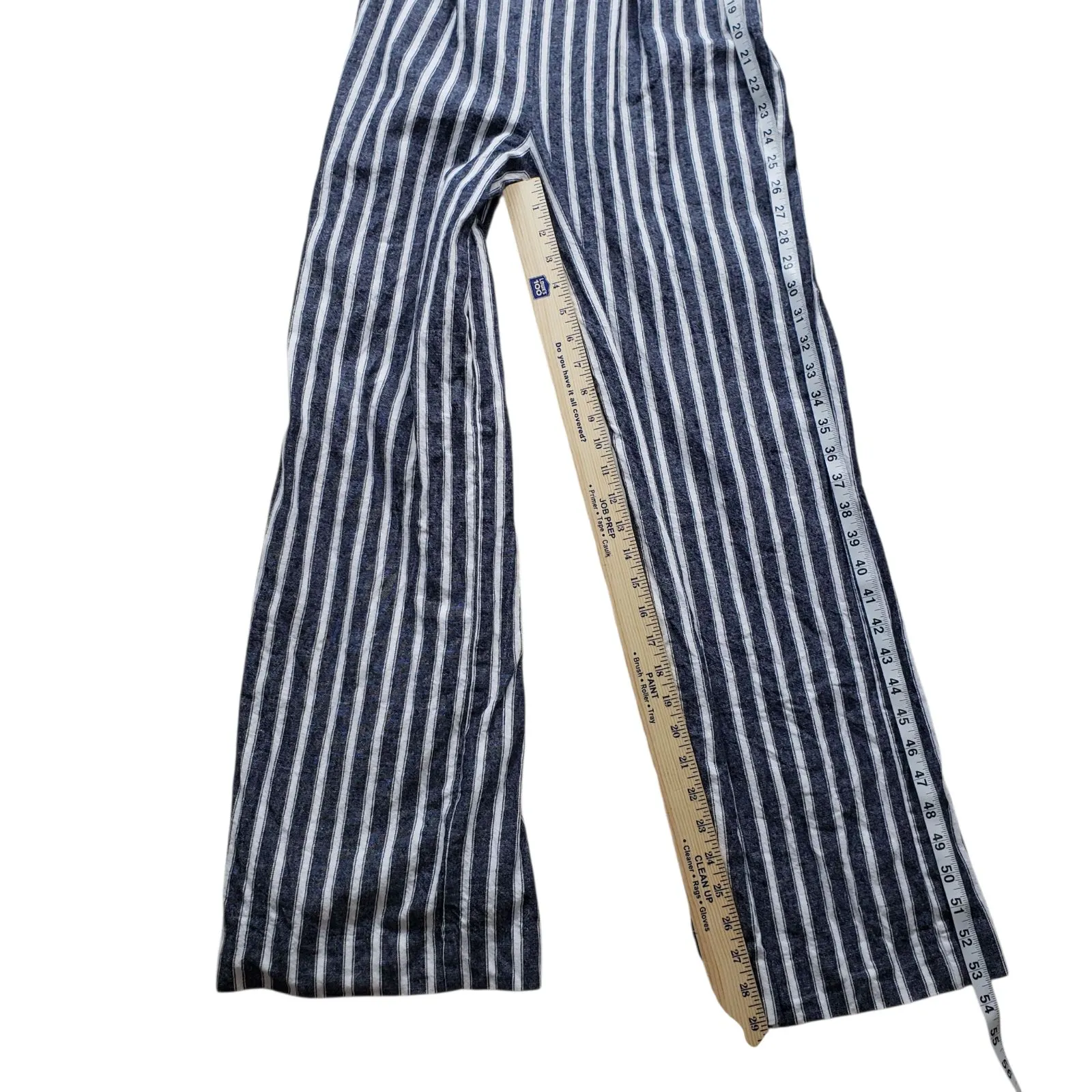 Madwell Pleated Wide Leg Linen Jumpsuit Womens Size 00 Pinstripe - Image 5