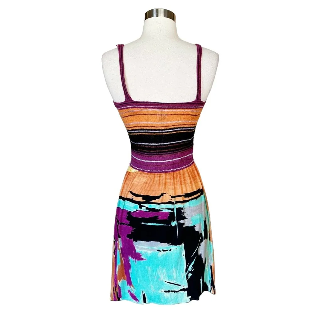 MISSONI Multicolor Dress Cotton Viscose Mixed Knit Jersey Purple Orange 36 US 0 - Image 7