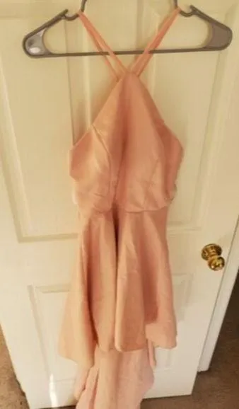 Xtraordinary Womens/Jrs Blush Pink Halter Dress Size 3 High Low Train - Image 1