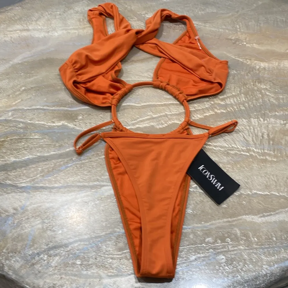 Orange Cutout Swimsuit - Image 5
