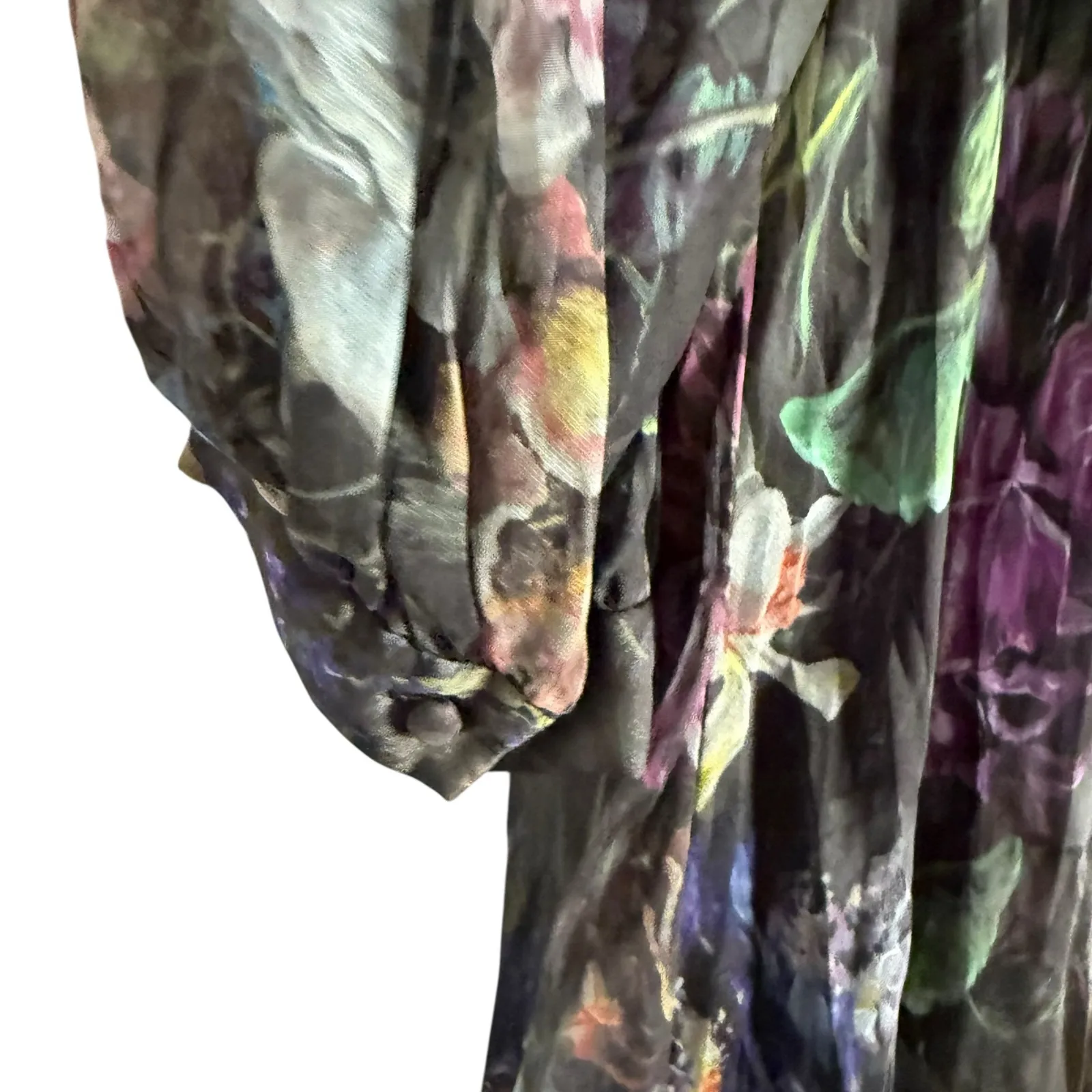 Marchesa Notte Metallic Floral Print Pleated Tulle V - Image 12