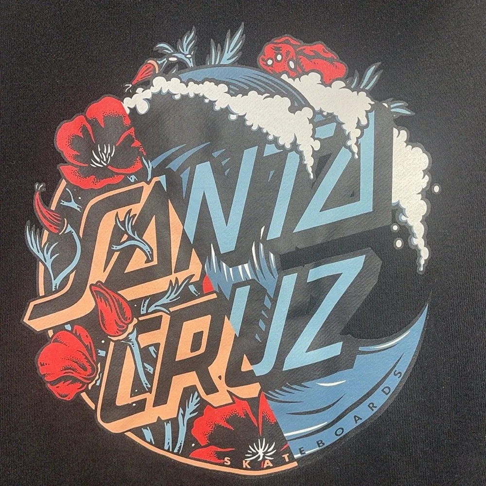 Women's Santa Cruz Skateboard Hoodie Pullover Sweatshirt Black Blue - Size Small - Image 2