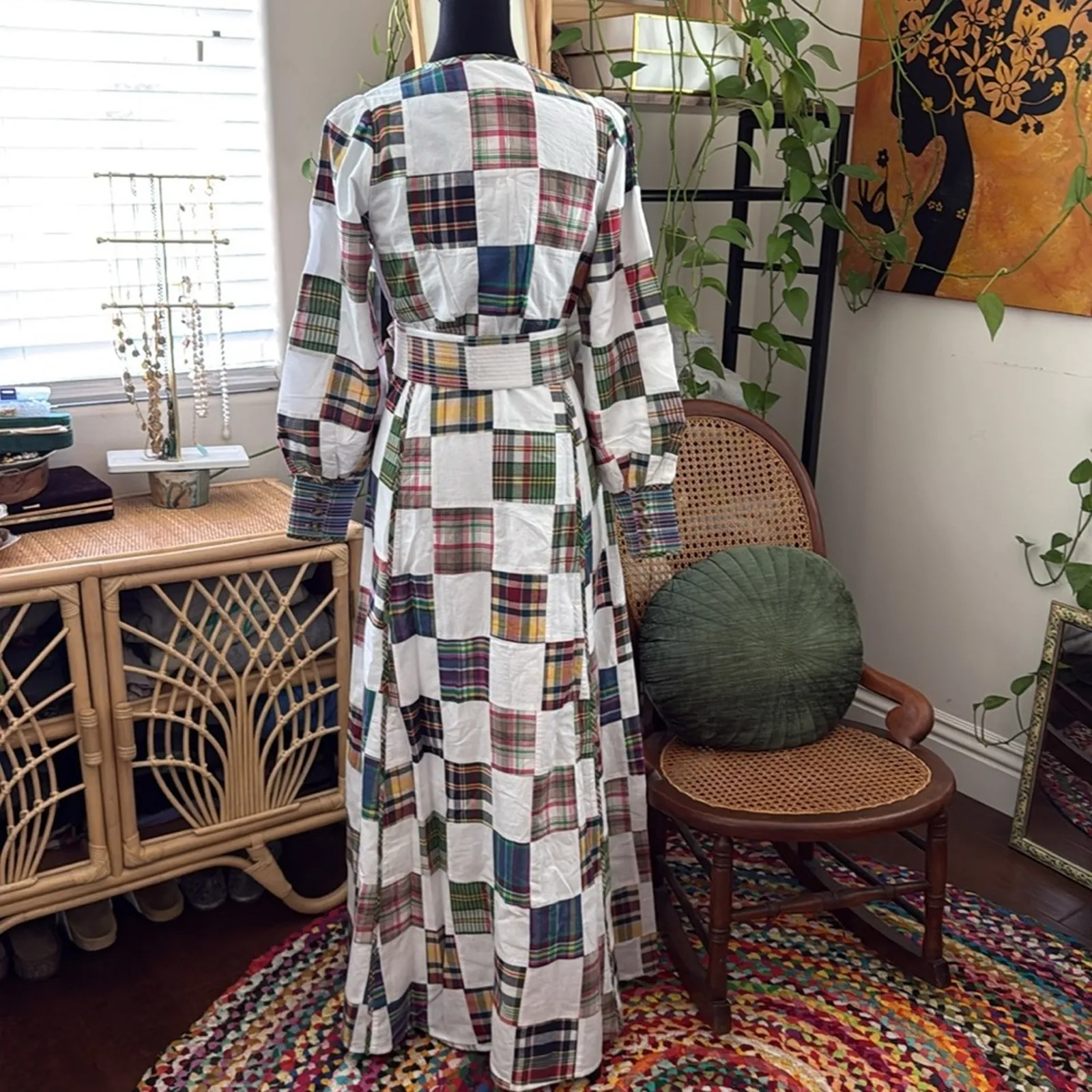 NWT Sézane Loisa Patchwork Button Up Belted Maxi Dress - Image 4