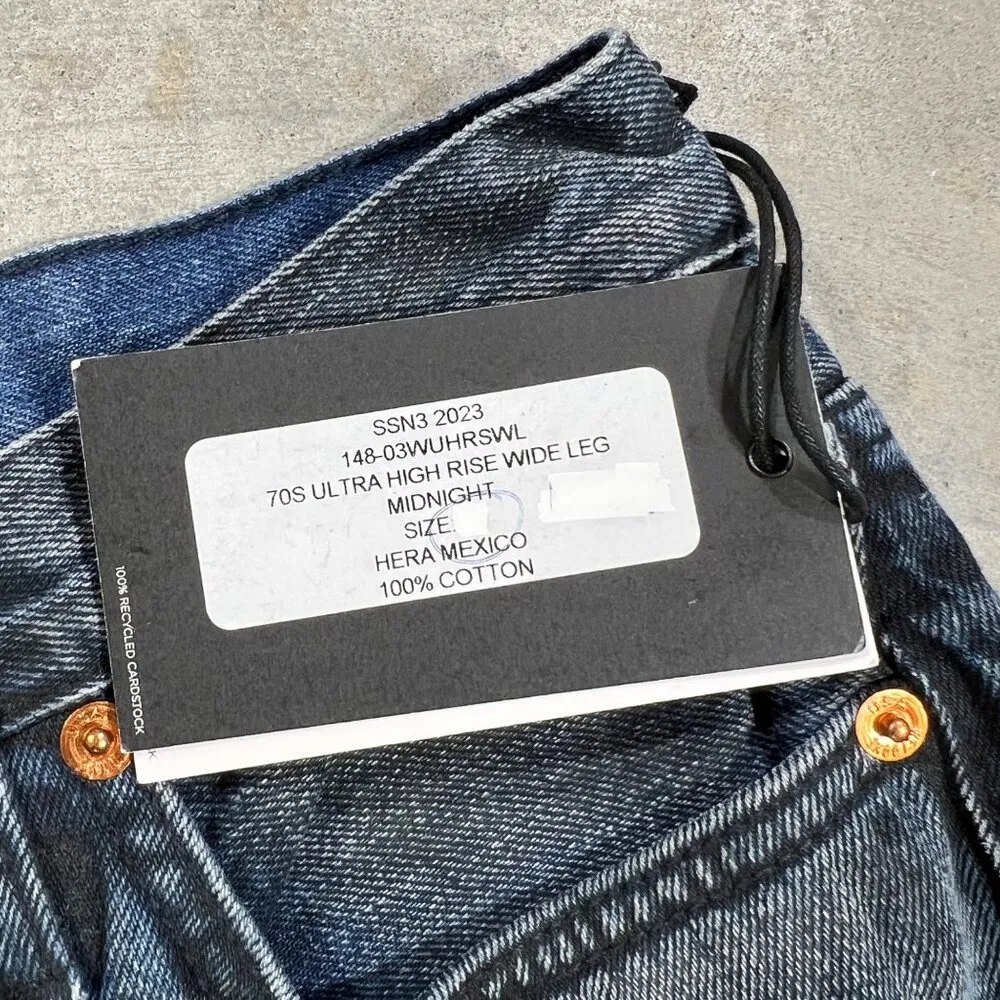 $285 NWT RE/DONE 70s ULTRA HIGH RISE WIDE LEG JEANS SZ 25 - Image 4