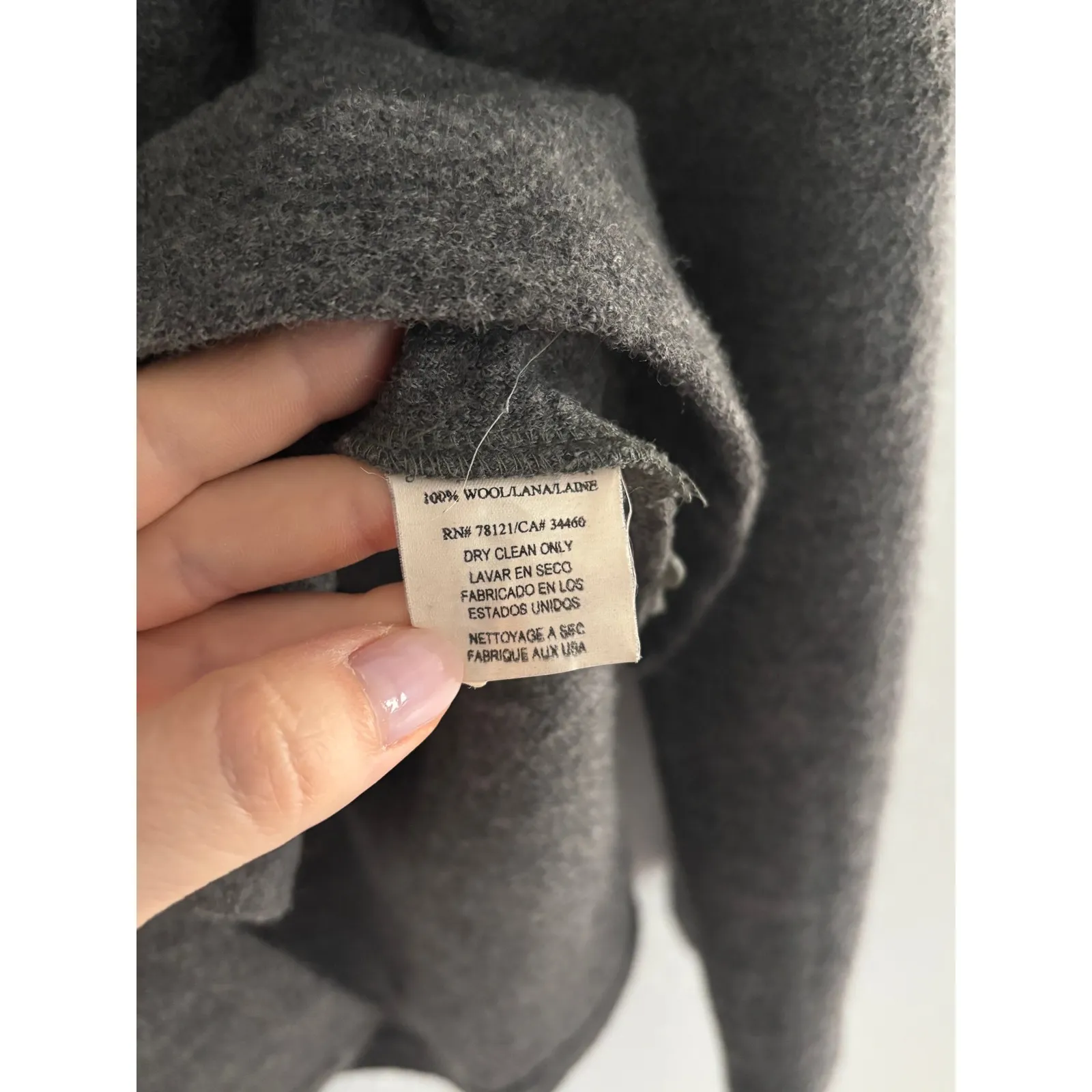 Eileen Fisher Wool Cardigan Women Medium Gray Mock Neck Minimalist Sustainable - Image 4