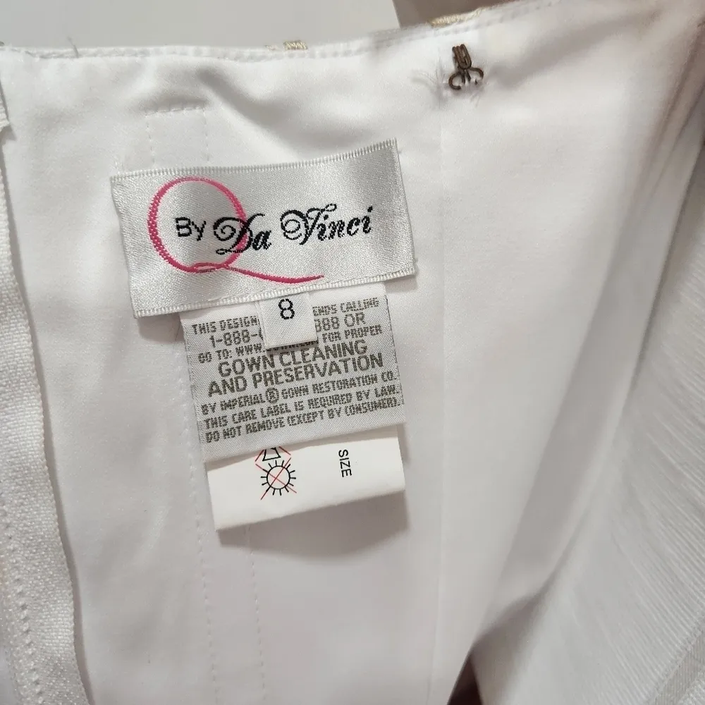 Q by Da Vinci White With Embroidered Spring Floral Quinceañera Dress Size 8 Pink - Image 14