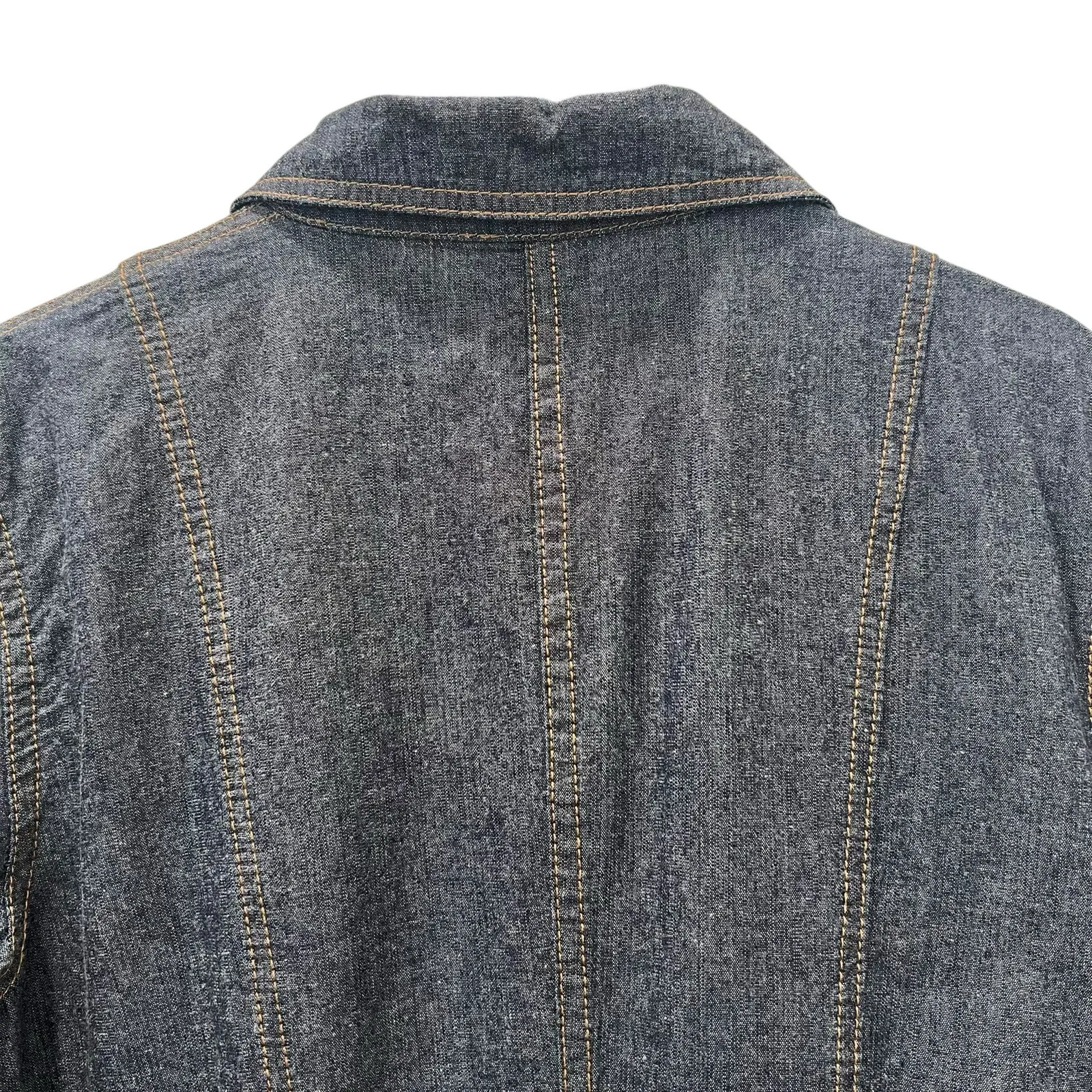 Ralph Lauren LRL Lauren Jeans Blue Denim Dress Military Size 8 Midi Short Sleeve - Image 7