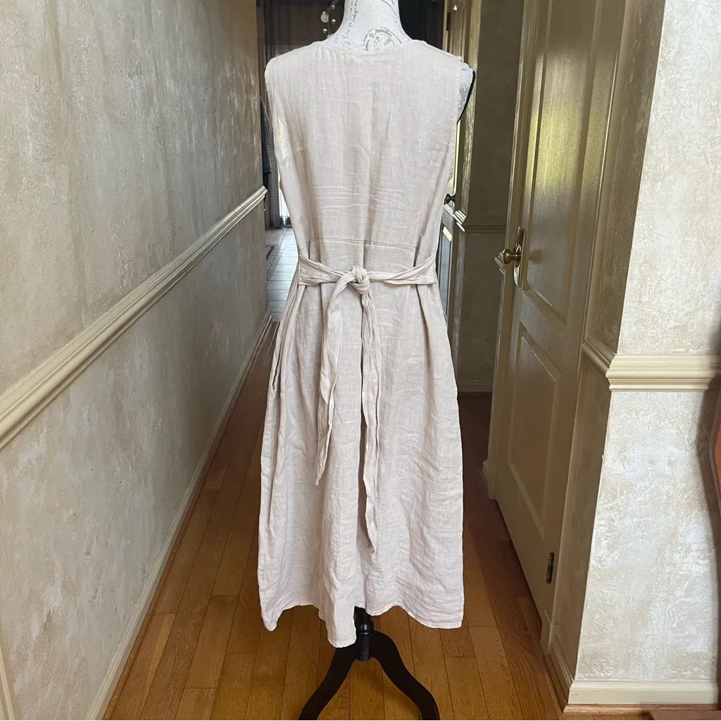 Bella umbra Italian Linen Midi Dress with Tie Belt - Image 5