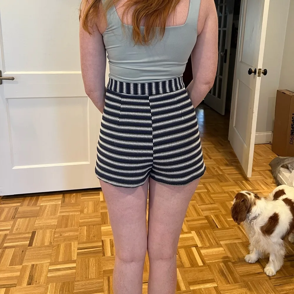 Top shop Striped Bkue, Black and White Women's micro shorts size 6. - Image 2