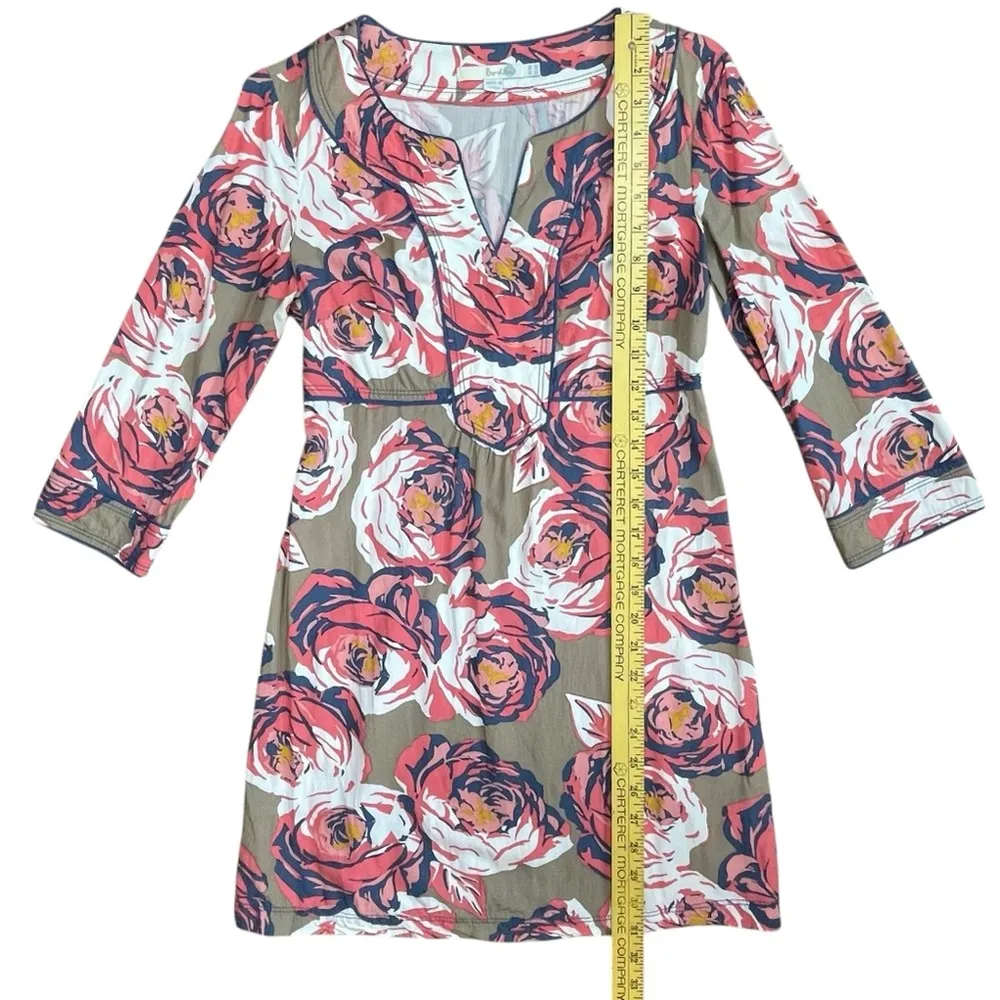 Boden Womens Dress 4R Pink Tan Floral 3/4Sleeve Mini Tunic Viscose Resortwear Size 4 - Image 15