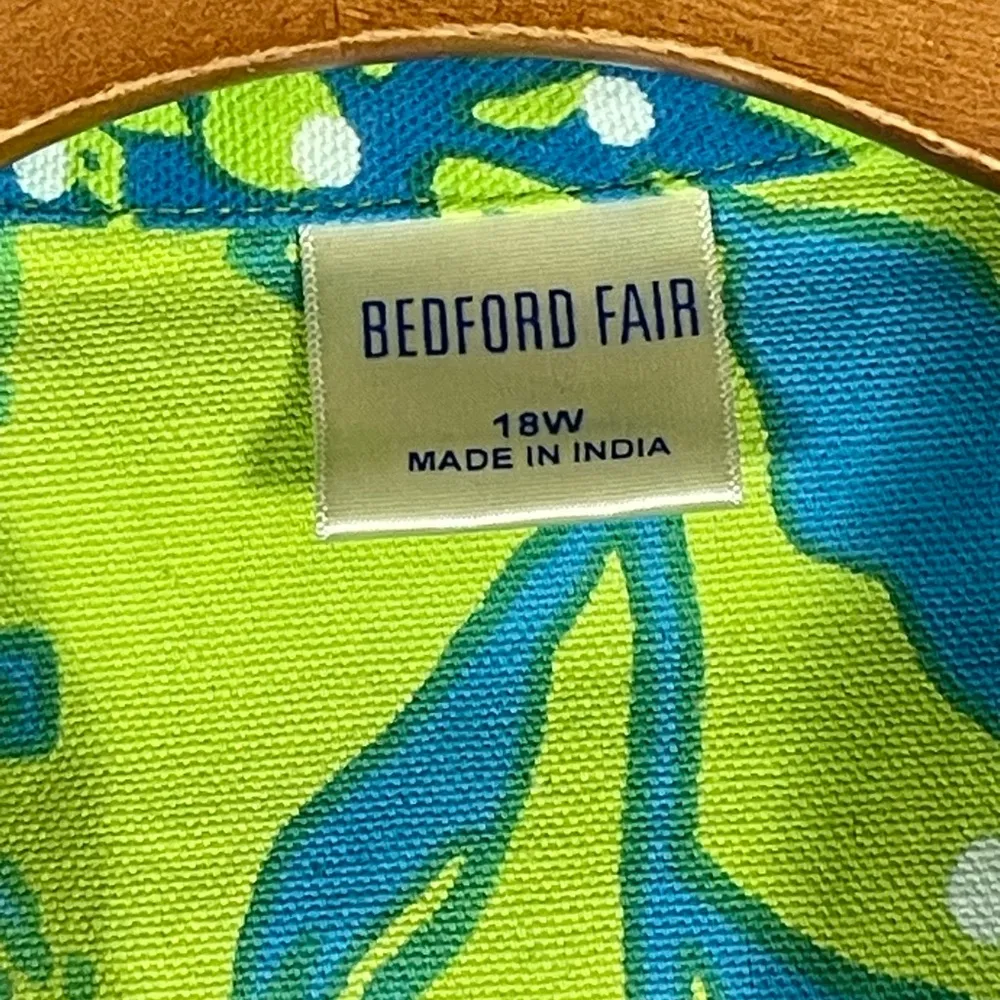 Bedford Fair Women's Denim Jean Jacket Shirt Long Sleeve Floral Green 18W NWOT - Image 9