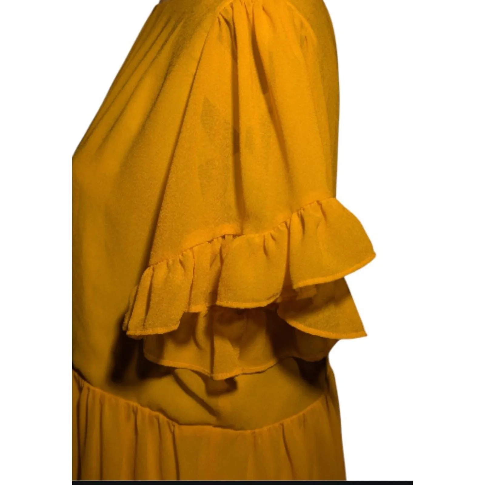Stylish Mustard Tiered Dress - Sam Edelman - Size 10 - Image 6