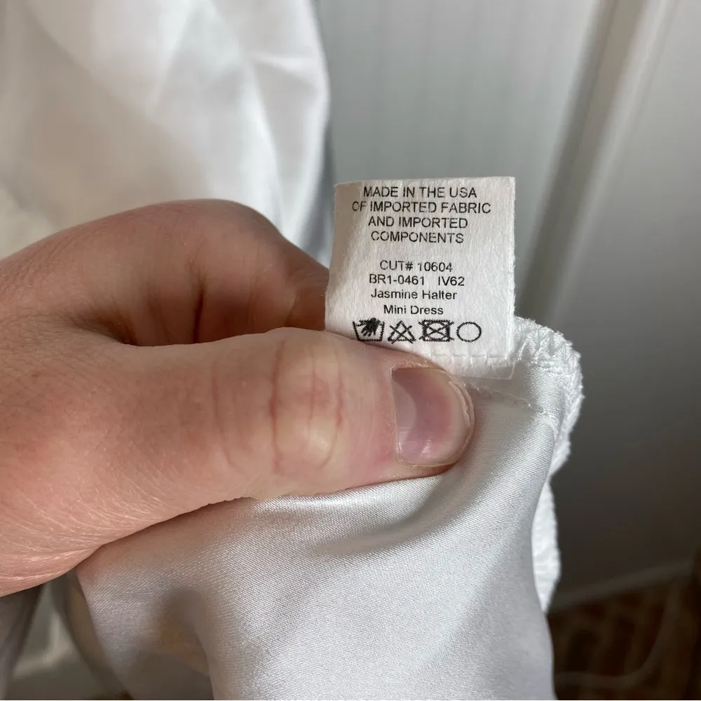 Show me your mumu wedding Jasmine Mini Dress in ivory white luxe statin small - Image 3