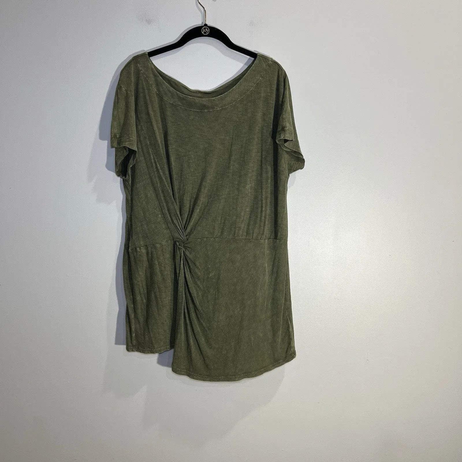 Anthropologie Jolie‎ Twist Knot Green Tunic Short Sleeve Shirt Womens Size Large - Image 2