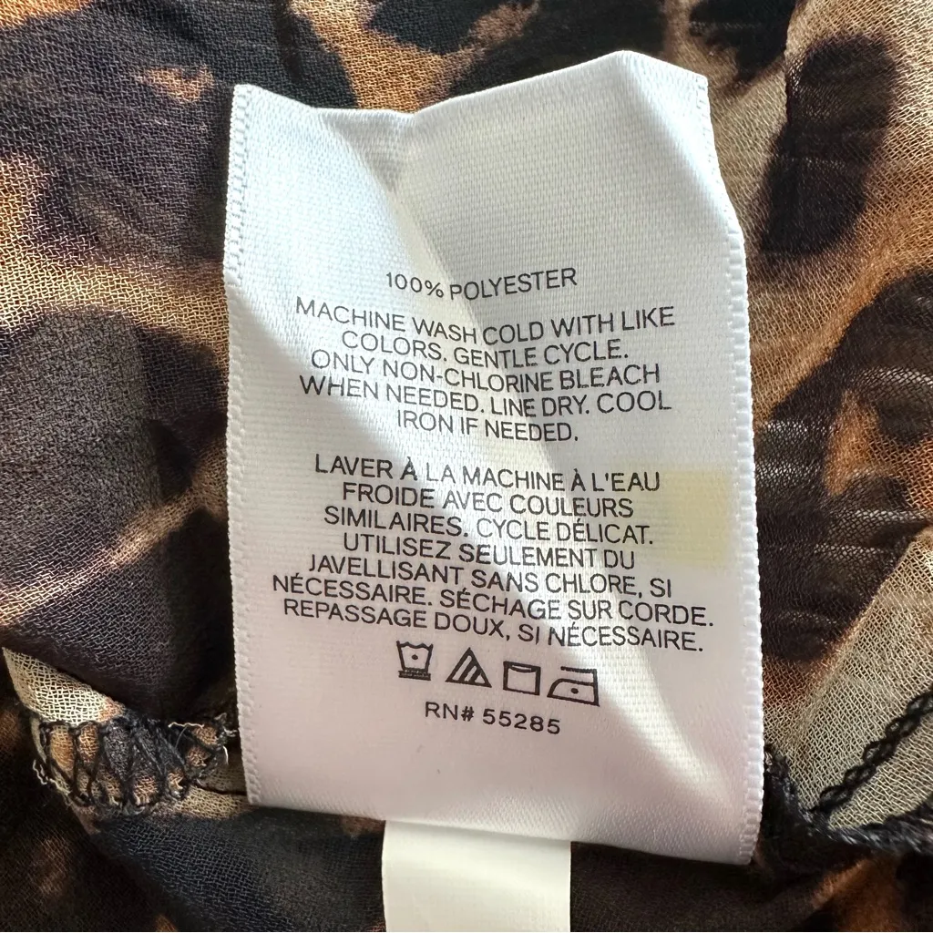 EXPRESS Leopard Print Pleated Georgette Blouse Animal Print Lined Size M - Image 10