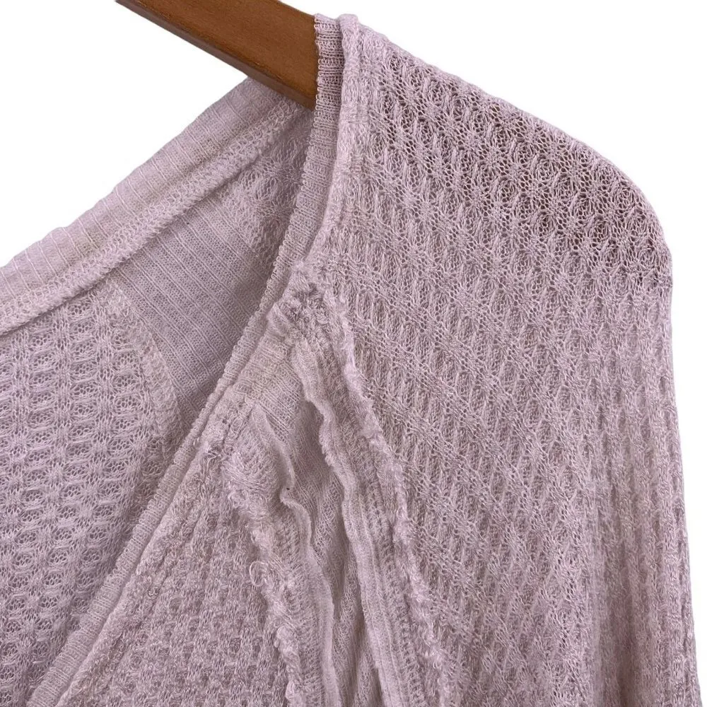 WE THE FREE Ivory Rayon Waffle Knit Long Sleeve Knit Top Size Large - Image 2