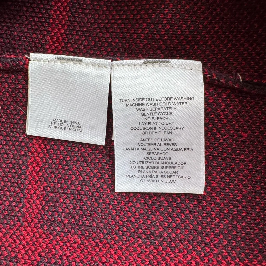 Anne Klein Navy Blue Red Windowpane Plaid Gold Button Knit Blazer Sweater Coat M - Image 8