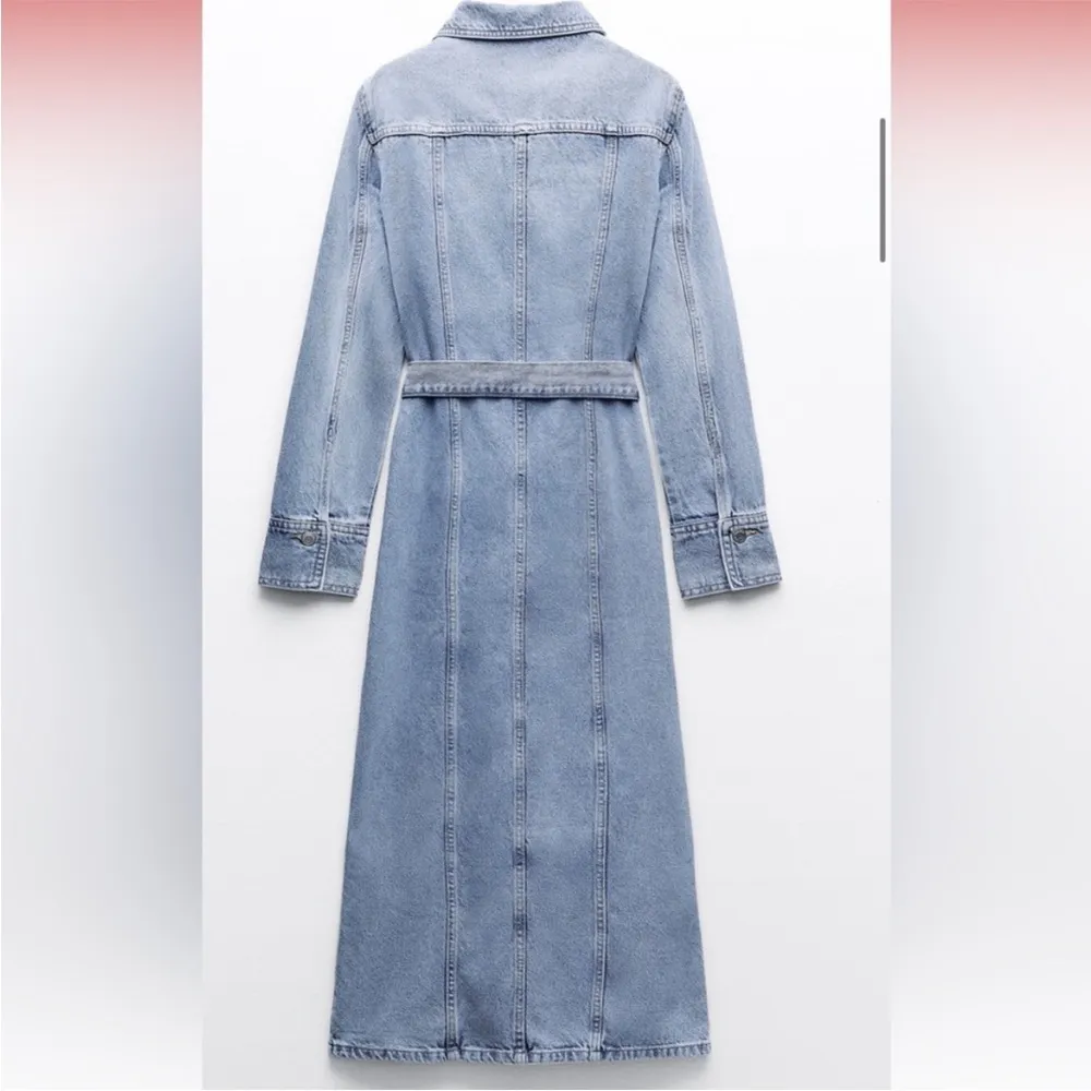 Zara multipocket denim maxi long sleeve button front dress NWT - Image 7