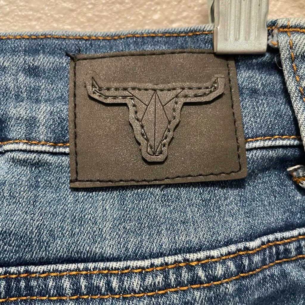 L&B Mid- Rise Flare Distressed Blue Jeans( Lucky and Blessed) - Image 6