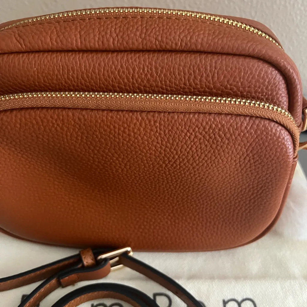 Pom Pom London Original Tan Brown Leather Crossbody Bag - Image 2