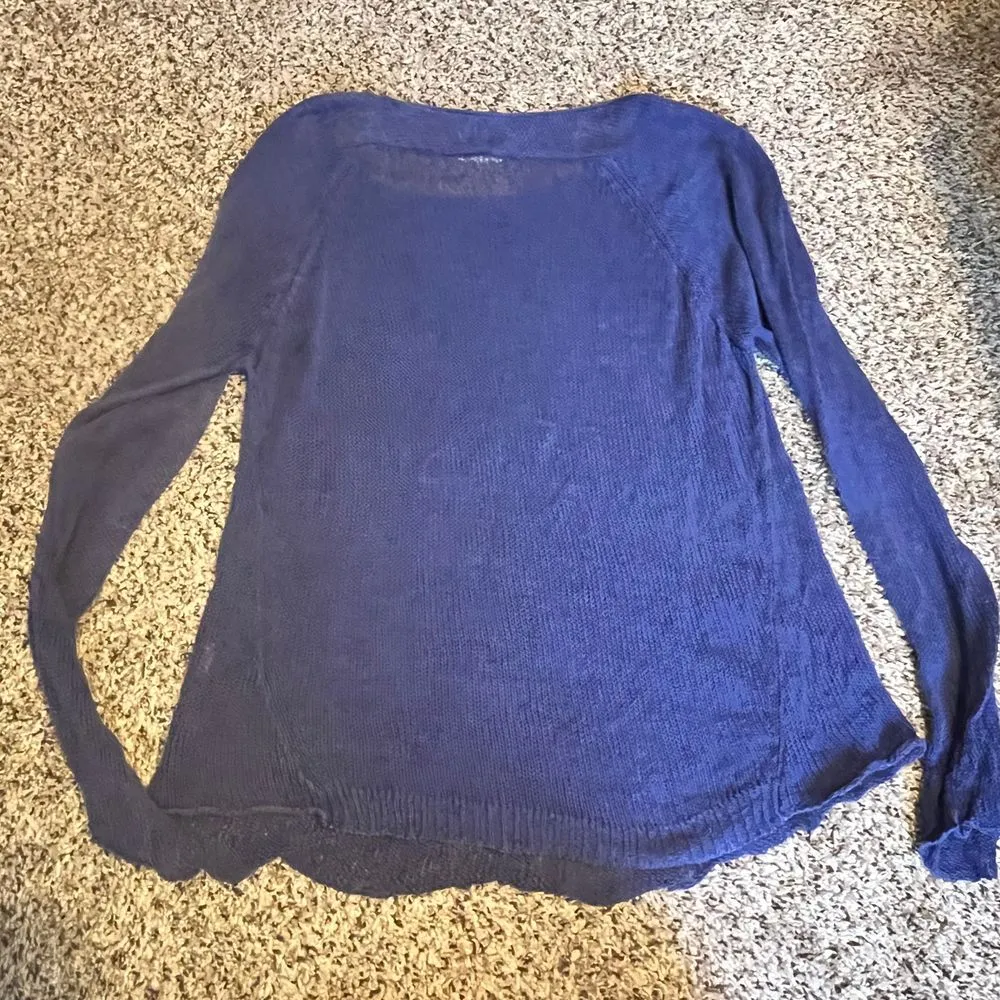 Eileen Fisher Navy‎ Blue Knit Sweater Casual Raglan Long Sleeve Pullover Sz L - Image 5