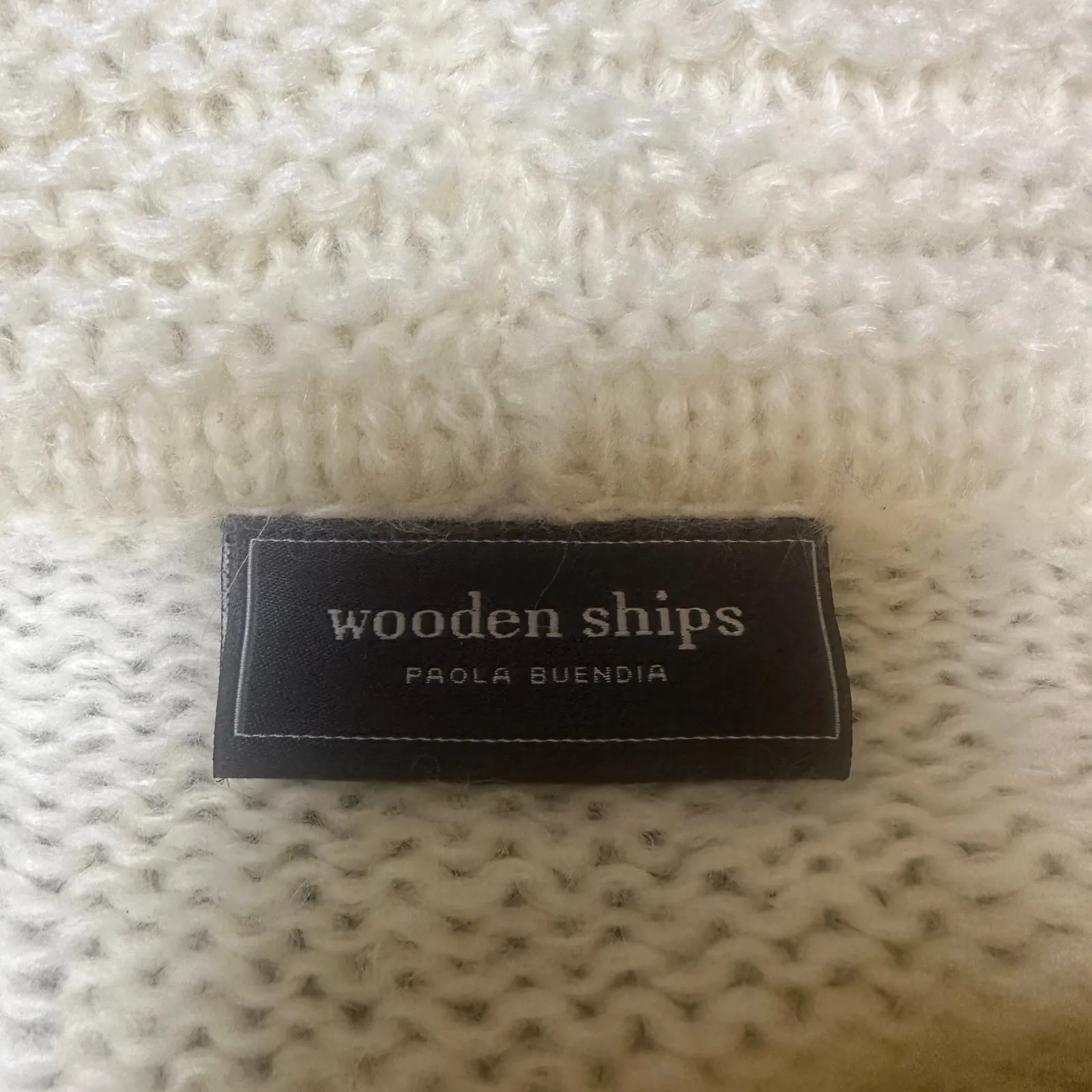 Wooden Ships Cream Cowl Neck Knit Sweater - Image 3