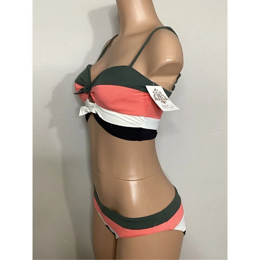 New…BECCA stripe color block bikini set. Retails $146. Large - Image 5