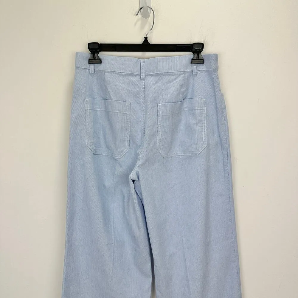 J.Crew Petite Striped High Rise Wide Leg Cropped Pant Blue White US 27 P NWT - Image 10