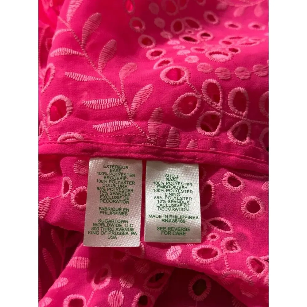 Lilly Pulitzer Amrita Midi Dress Swirly Fern Scallop Eyelet‎ Pink Size 0 NWT - Image 7