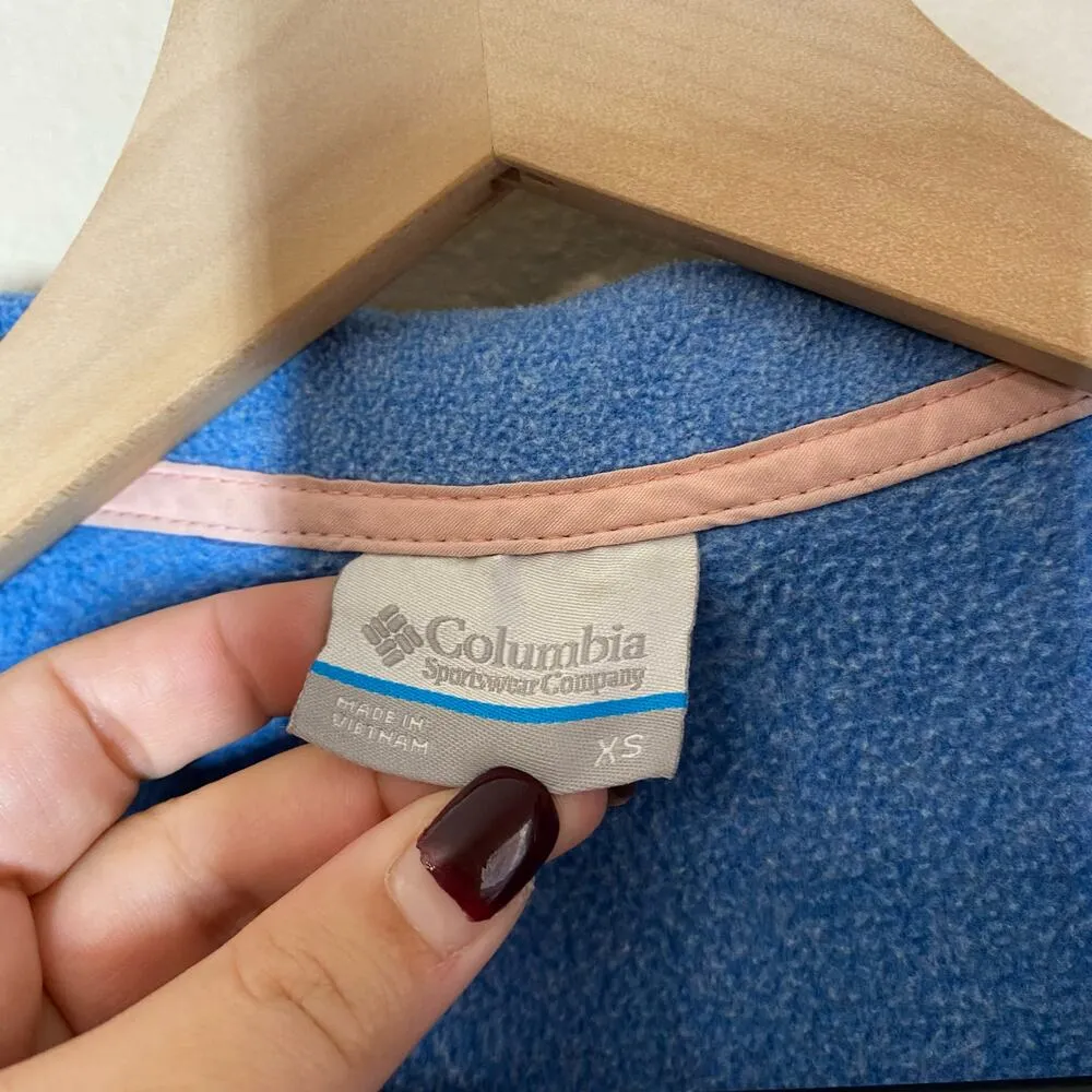 Columbia Blue Pink Quarter Snap Fleece Sweatshirt Size XS - Image 3