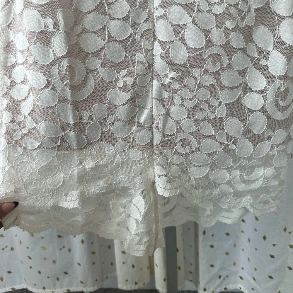 Soieblu Lace Plunge V Neck Long Sleeve Slight Hi Lo Bodycon Cocktail Dress M - Image 3