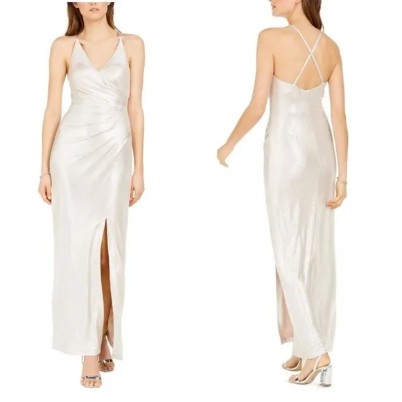 Eliza J Ruched Metallic Gown Sheath Maxi Dress - Image 2