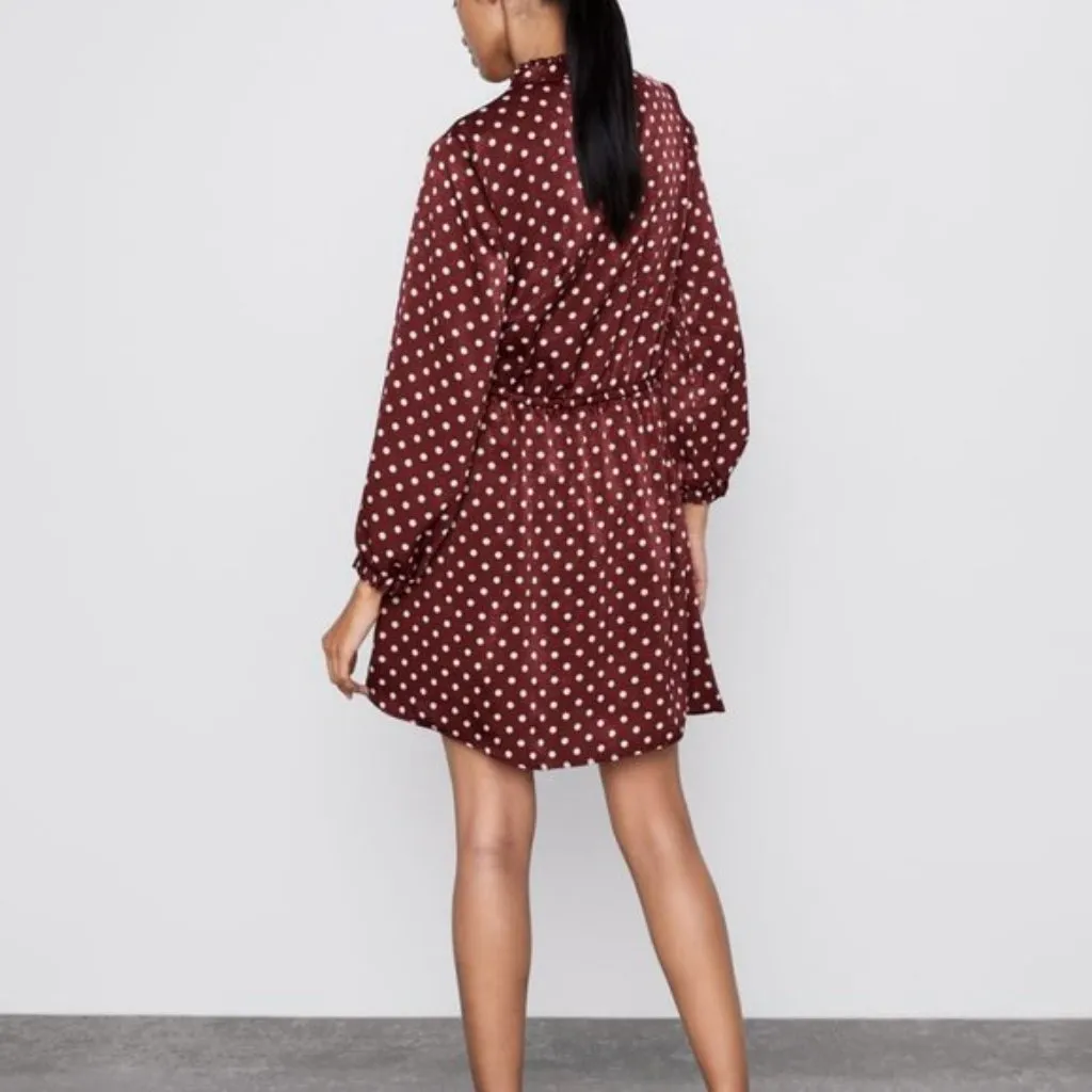 NWOT ZARA POLKA DOT SILKY / SATIN MINI DRESS BLOGGERS FAV - Image 7