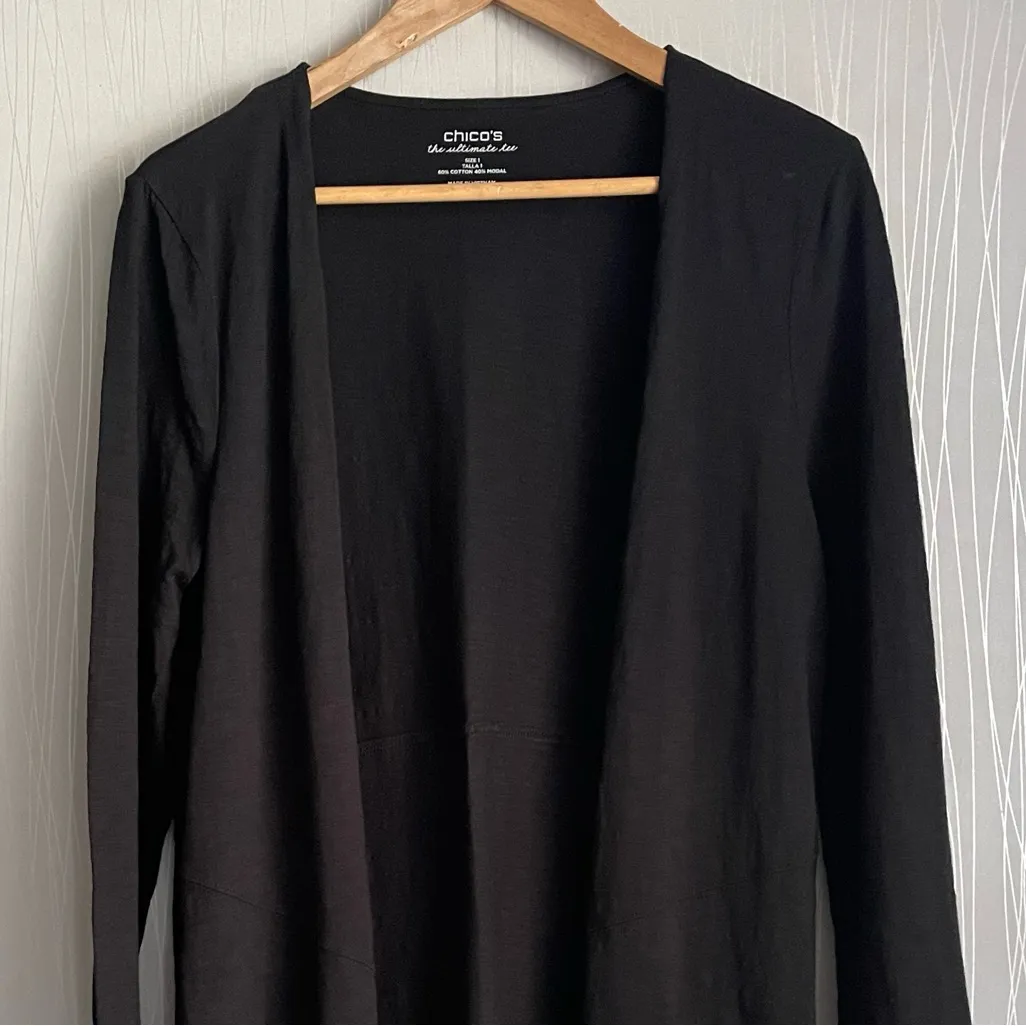 Chico’s The Ultimate Tee Cardigan Sweater Black Size Medium - Image 2
