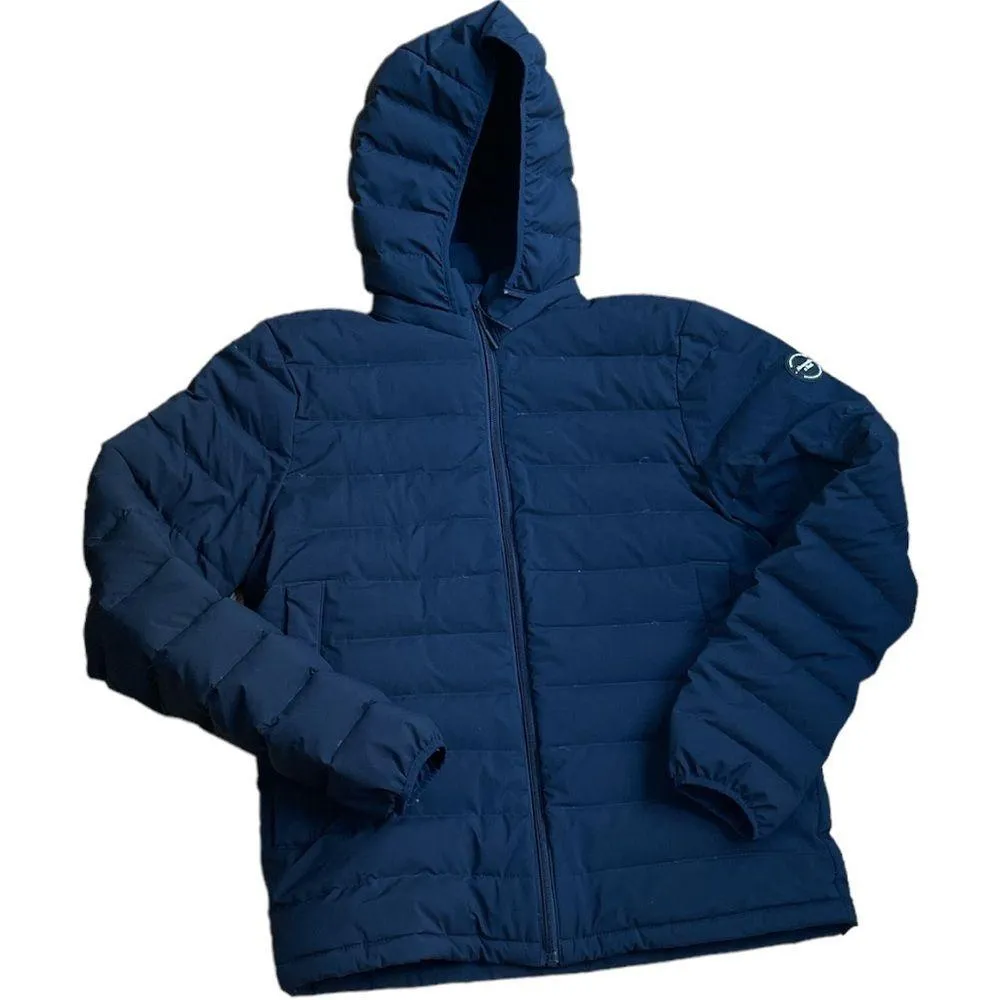 Abercrombie & Fitch Blue Down Puffer Coat Jacket Hooded Lightweight Stretch S - Image 2