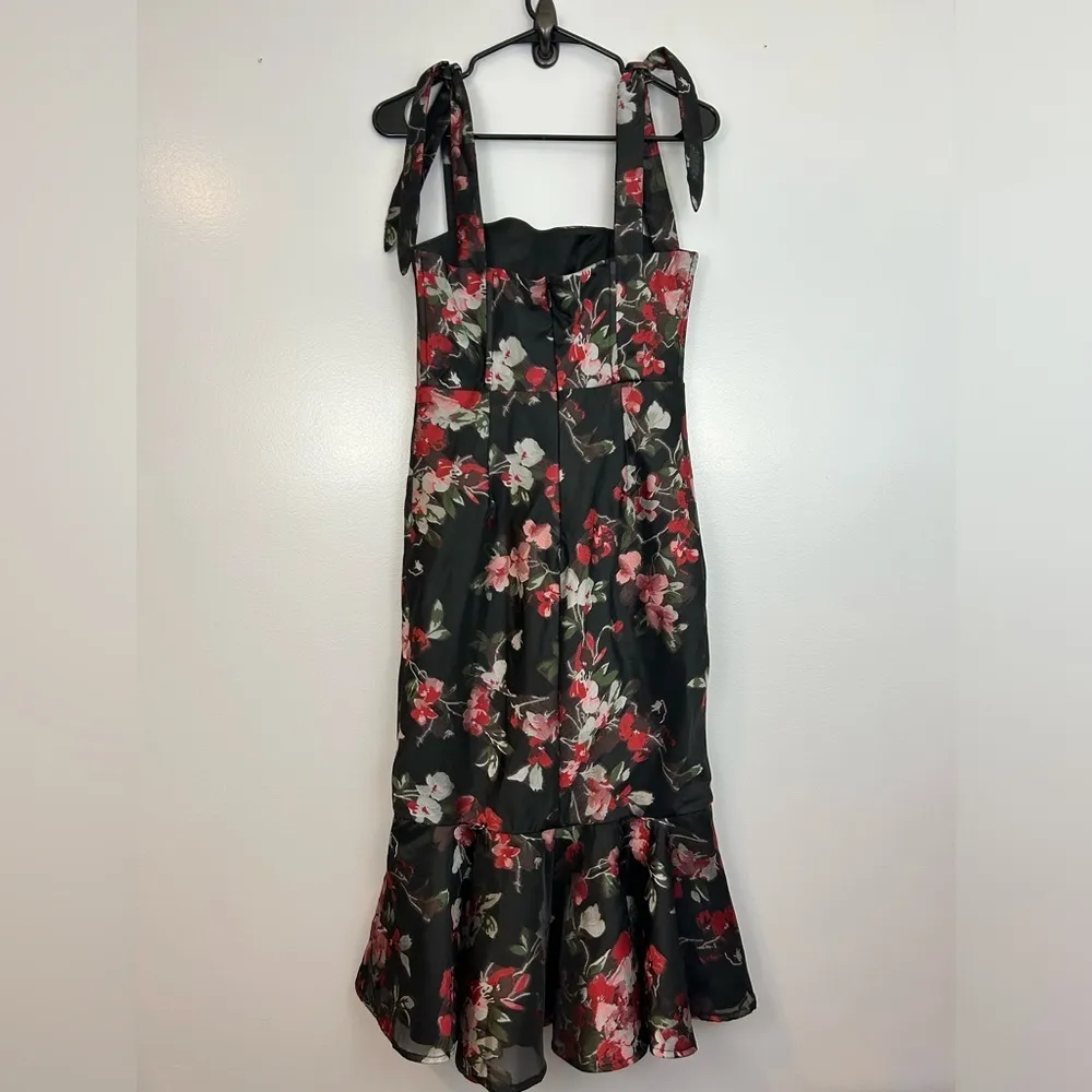 LPA Zelmira Floral Sleeveless Peplum Midi Flounce Dress Size Small - Image 12