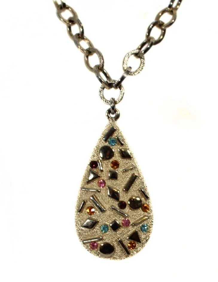 Vintage 1960s Sarah Cov Necklace and Bracelet Set Mod Gold Tone with Rhinestones - Image 3