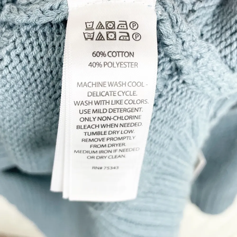 NEW Cupcakes and Cashmere Sweater Dusty Blue Textured Knit High Low Hem Large - Image 8